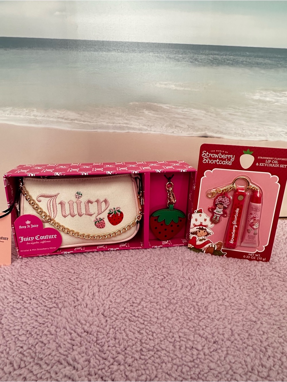 Juicy Couture bag & Strawberry Shortcake Strawberry Lip gloss & keychain
